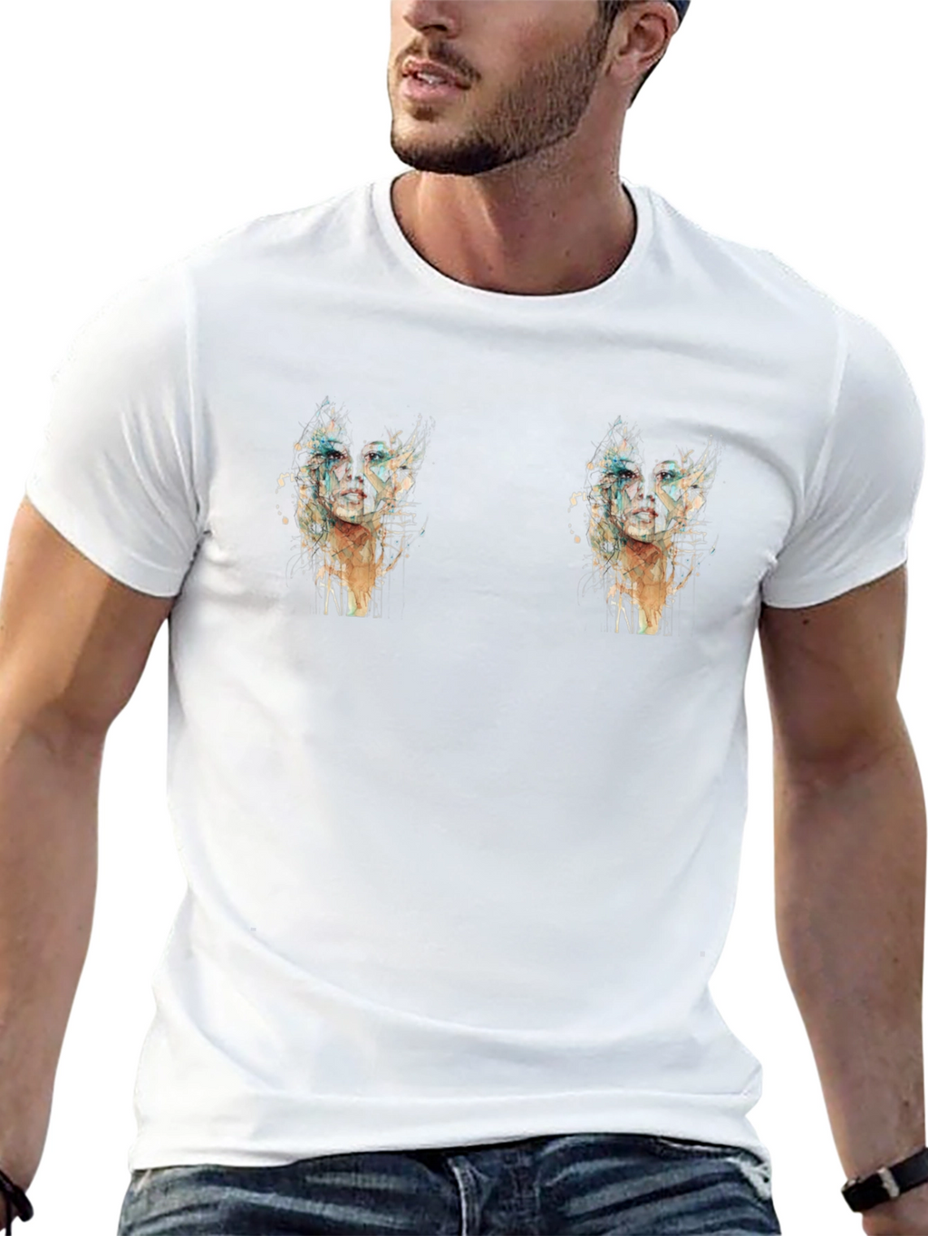 Mens Graphic Black T-Shirt - Cactus Design