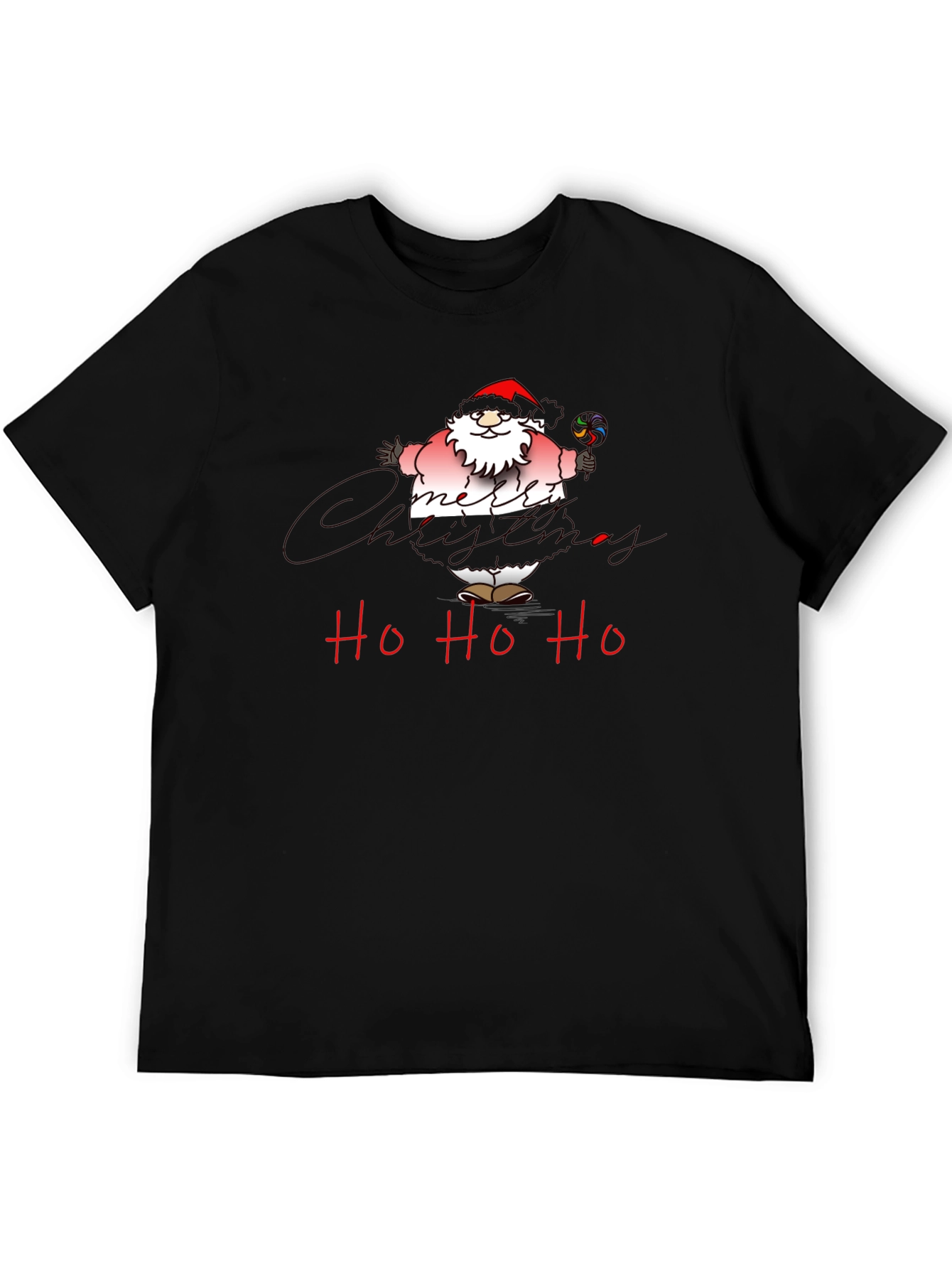 Christmas Santa Ho Ho Ho Black T-Shirt
