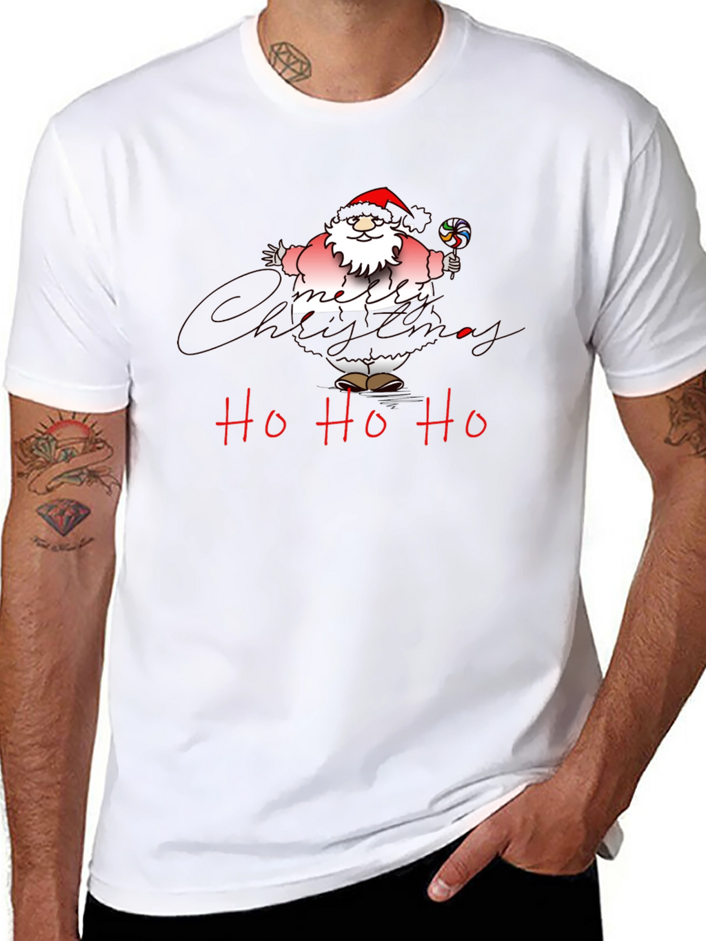 Christmas Santa Ho Ho Ho Black T-Shirt