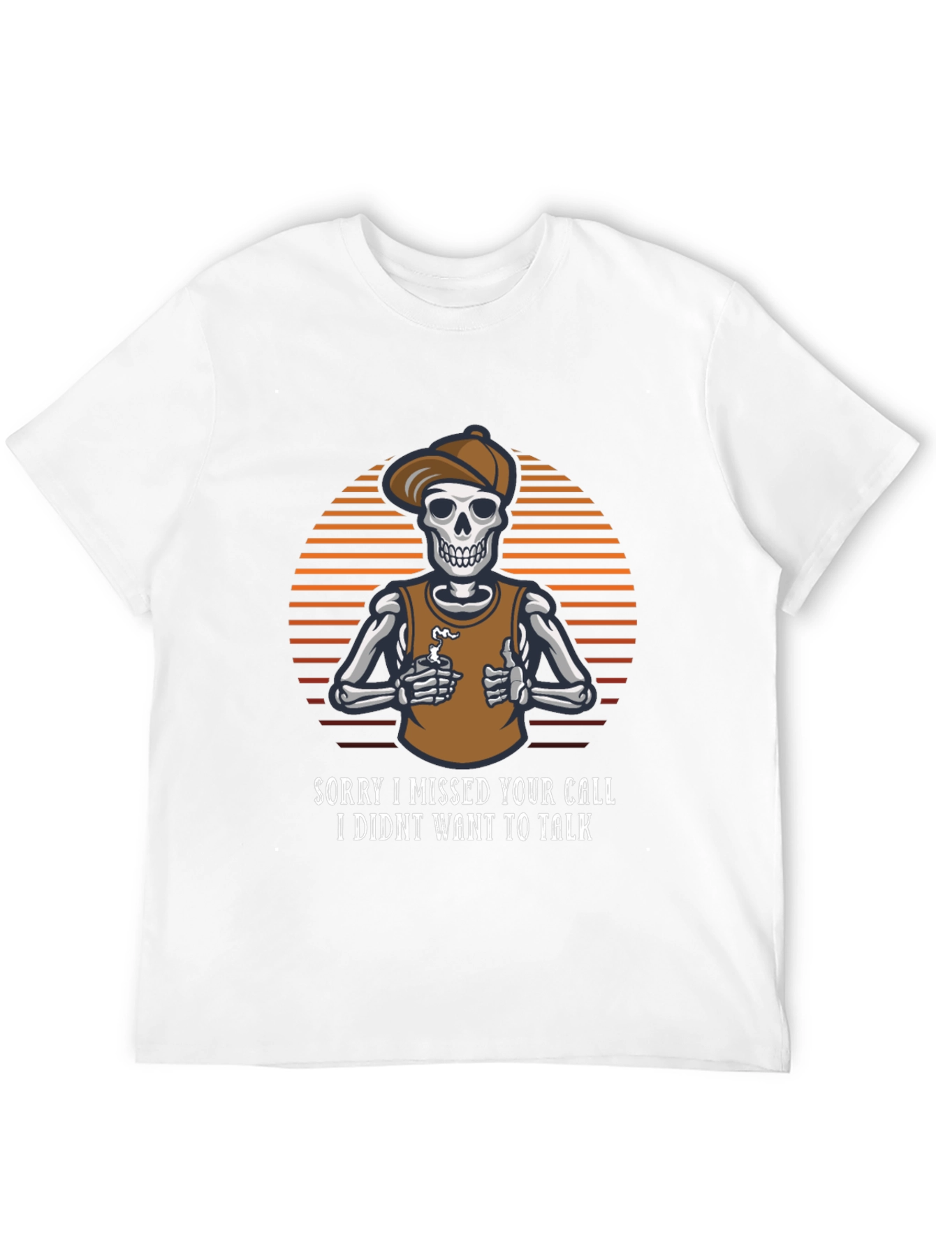 Funny Skeleton Missed Call Graphic Tee