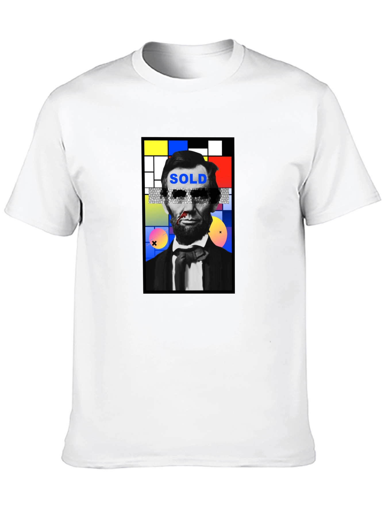 Abstract Lincoln Graphic Print Black T-Shirt