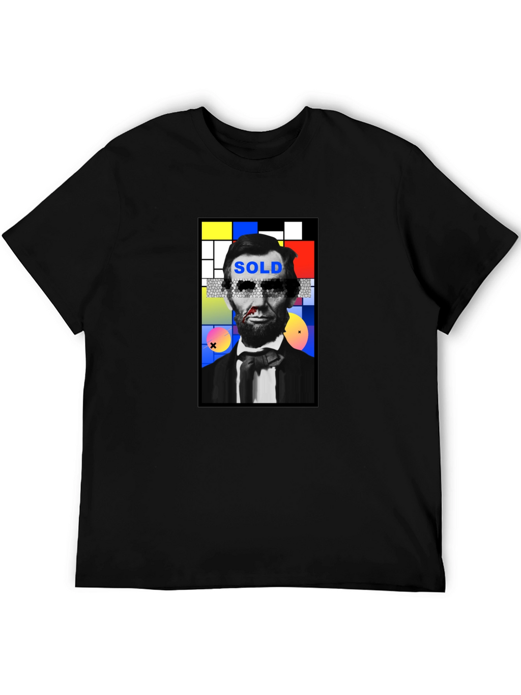 Abstract Lincoln Graphic Print Black T-Shirt