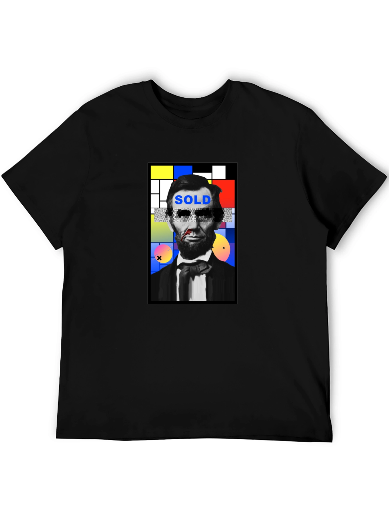 Abstract Lincoln Graphic Print Black T-Shirt