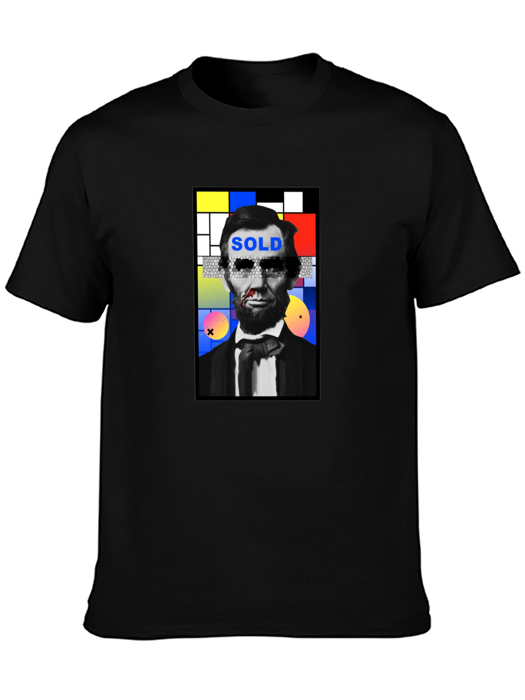Abstract Lincoln Graphic Print Black T-Shirt