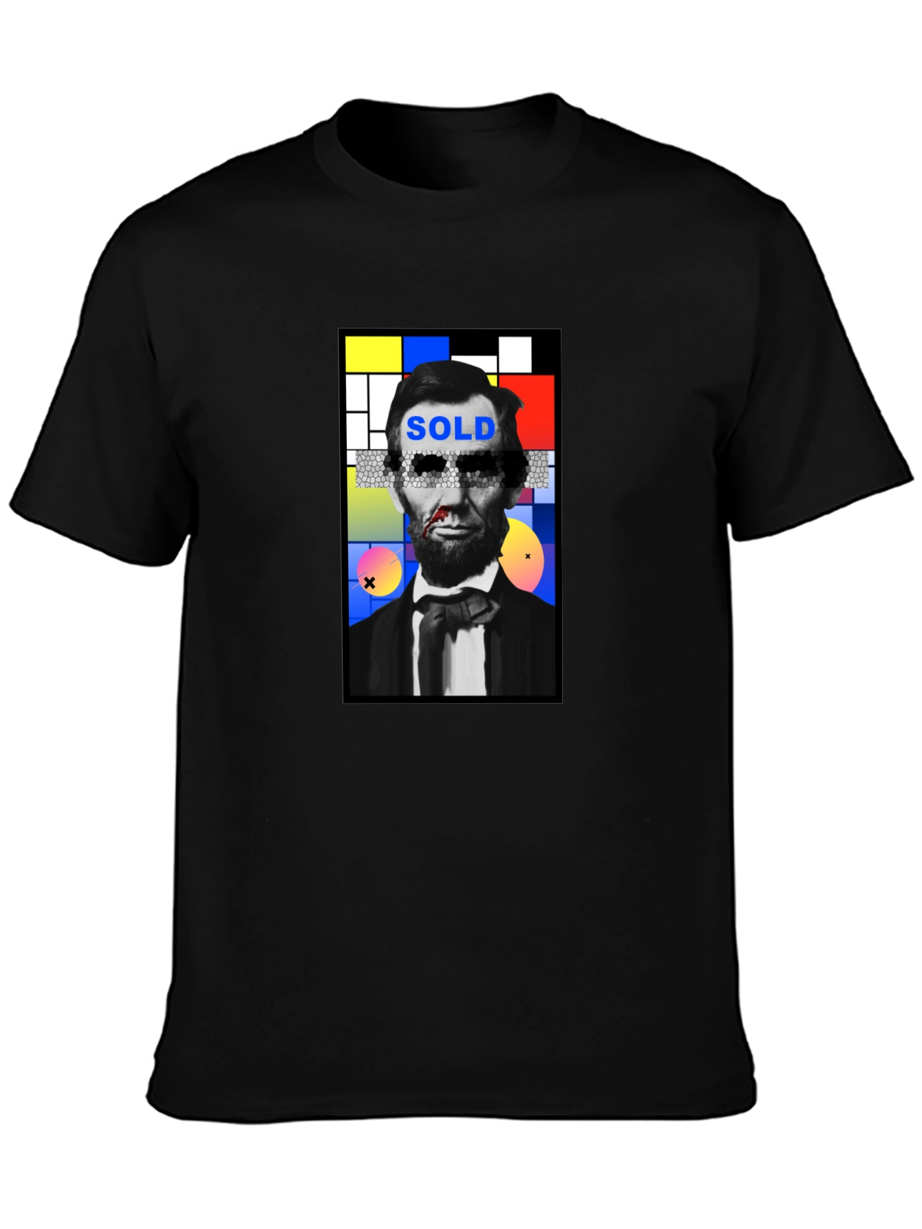 Abstract Lincoln Graphic Print Black T-Shirt