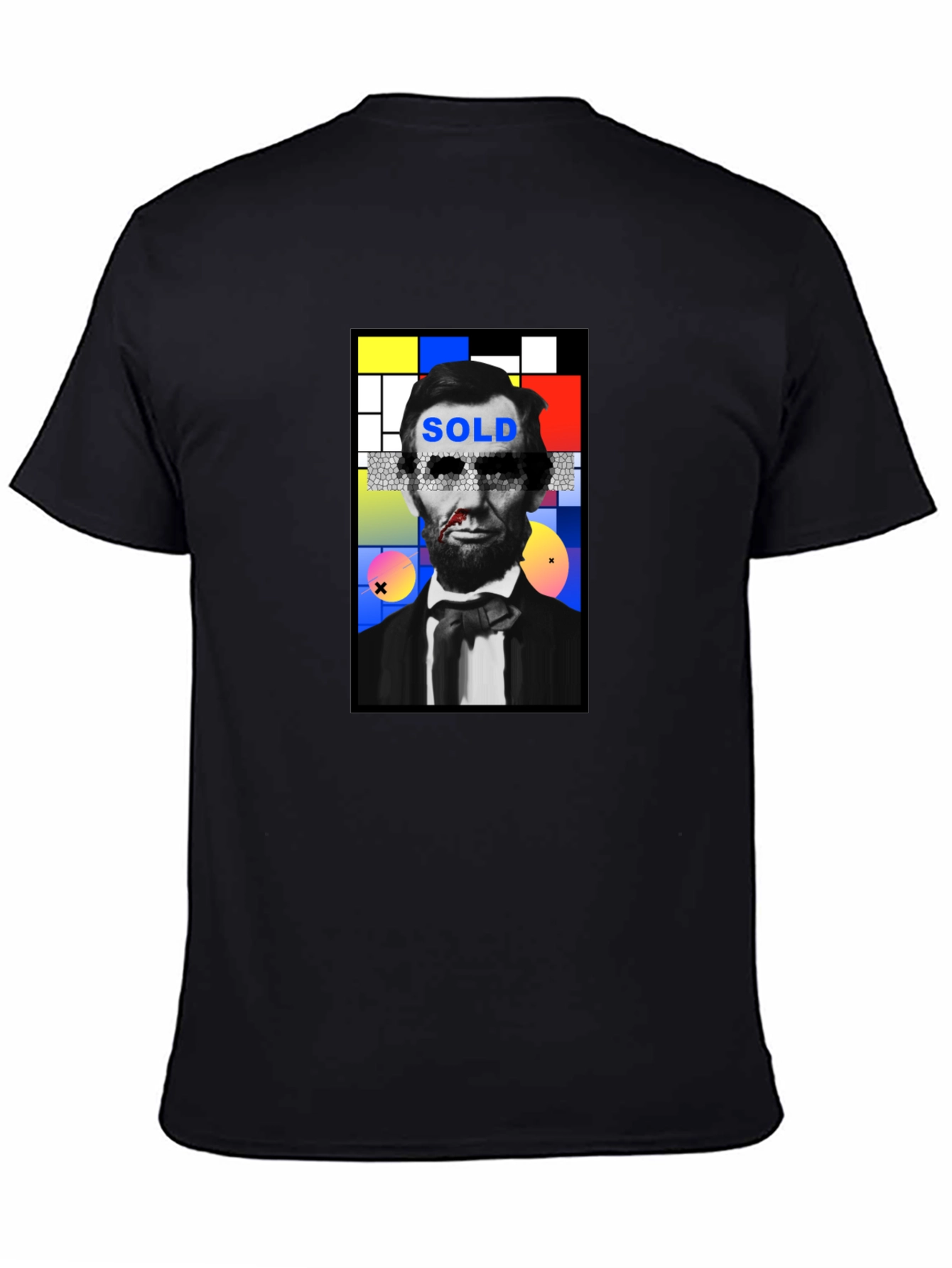 Abstract Lincoln Graphic Print Black T-Shirt