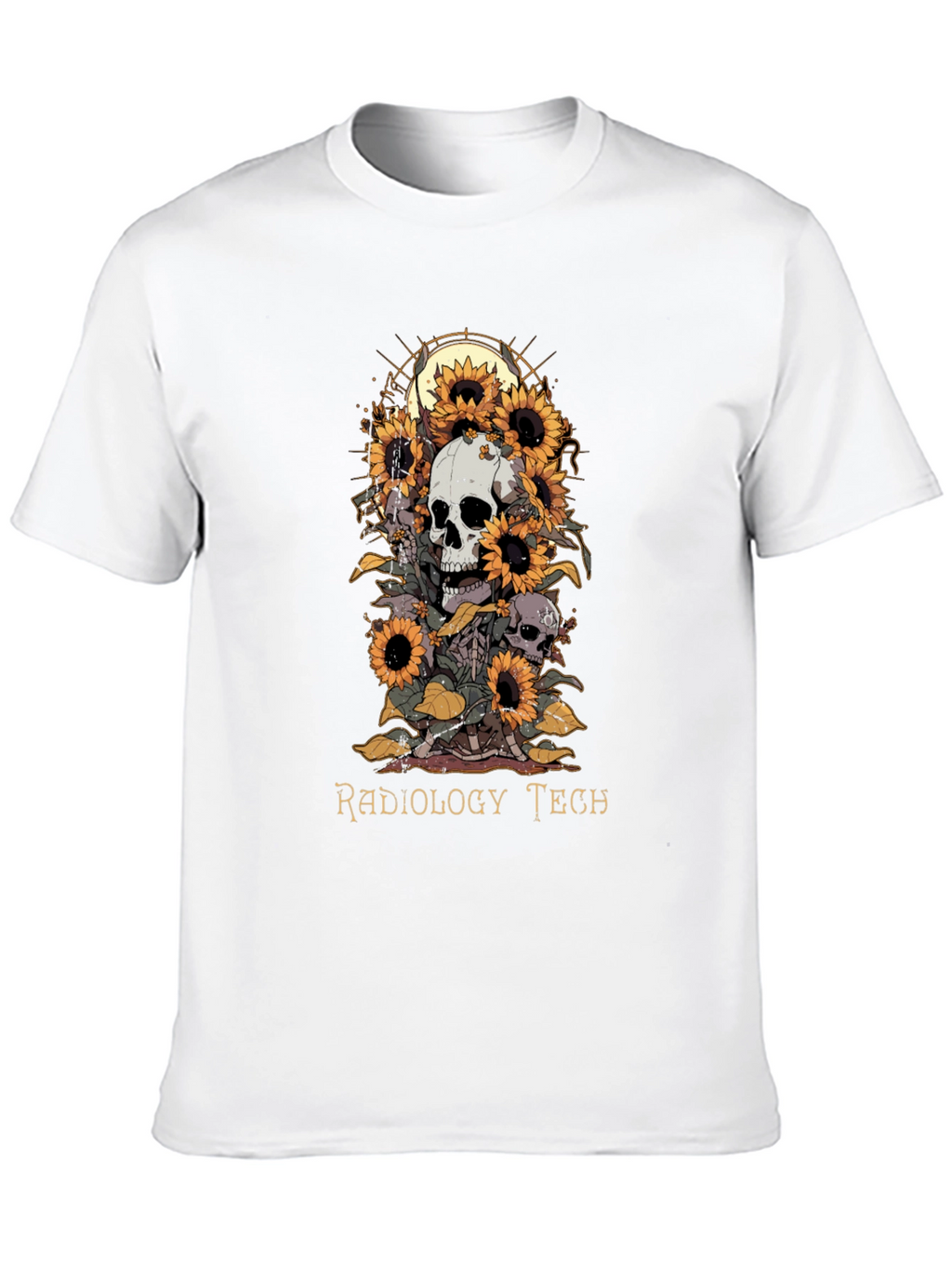 Radiology Tech Skull Sunflower T-Shirt