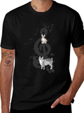 Cats and Treble Clef Black T-Shirt