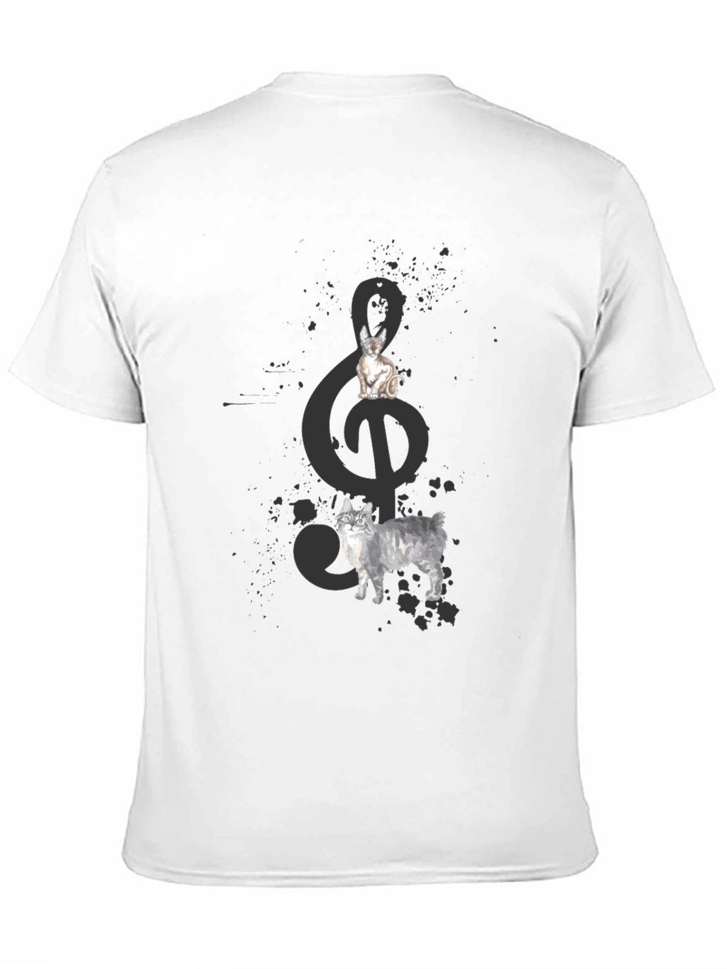 Cats and Treble Clef Black T-Shirt