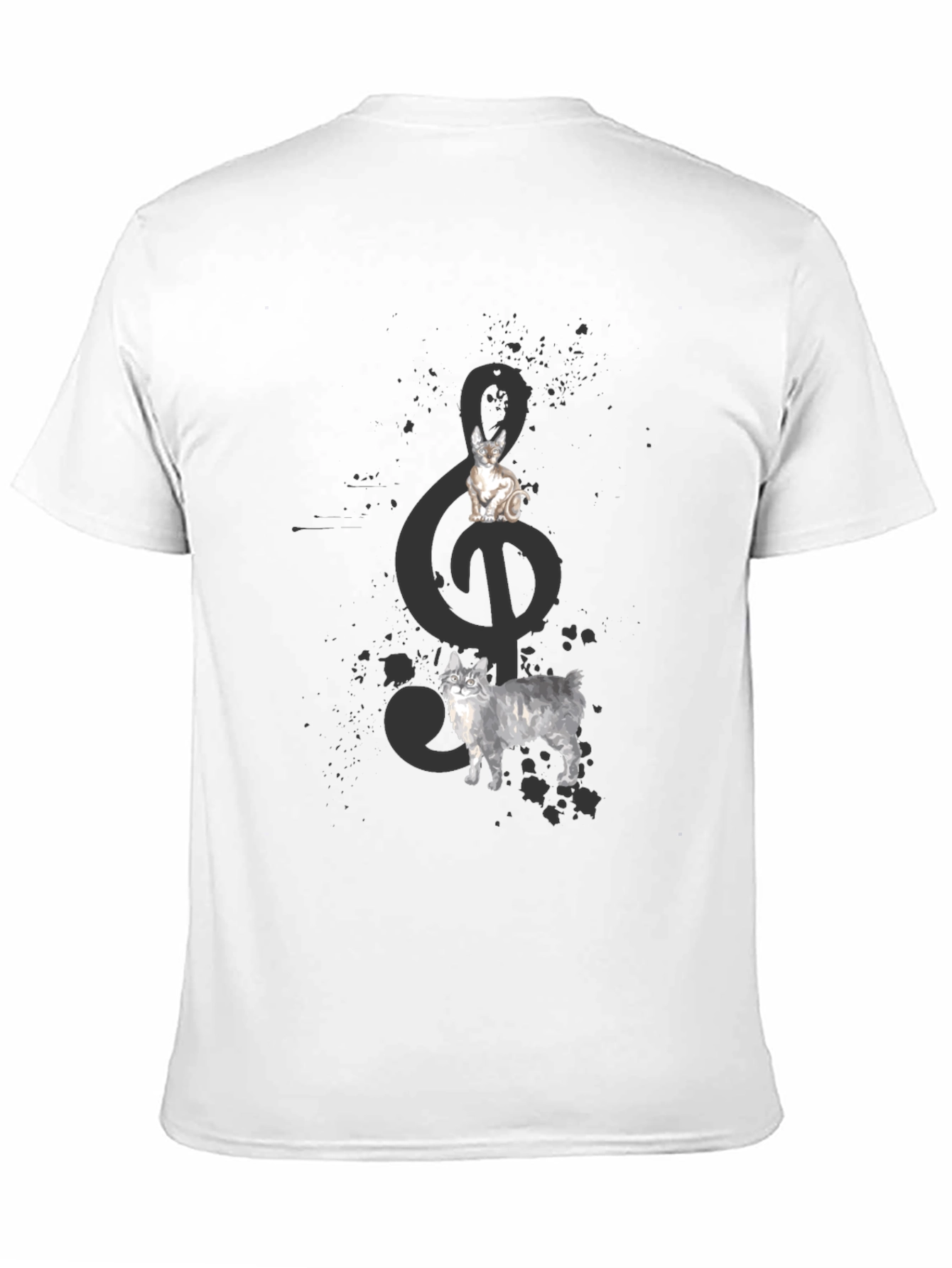 Cats and Treble Clef Black T-Shirt