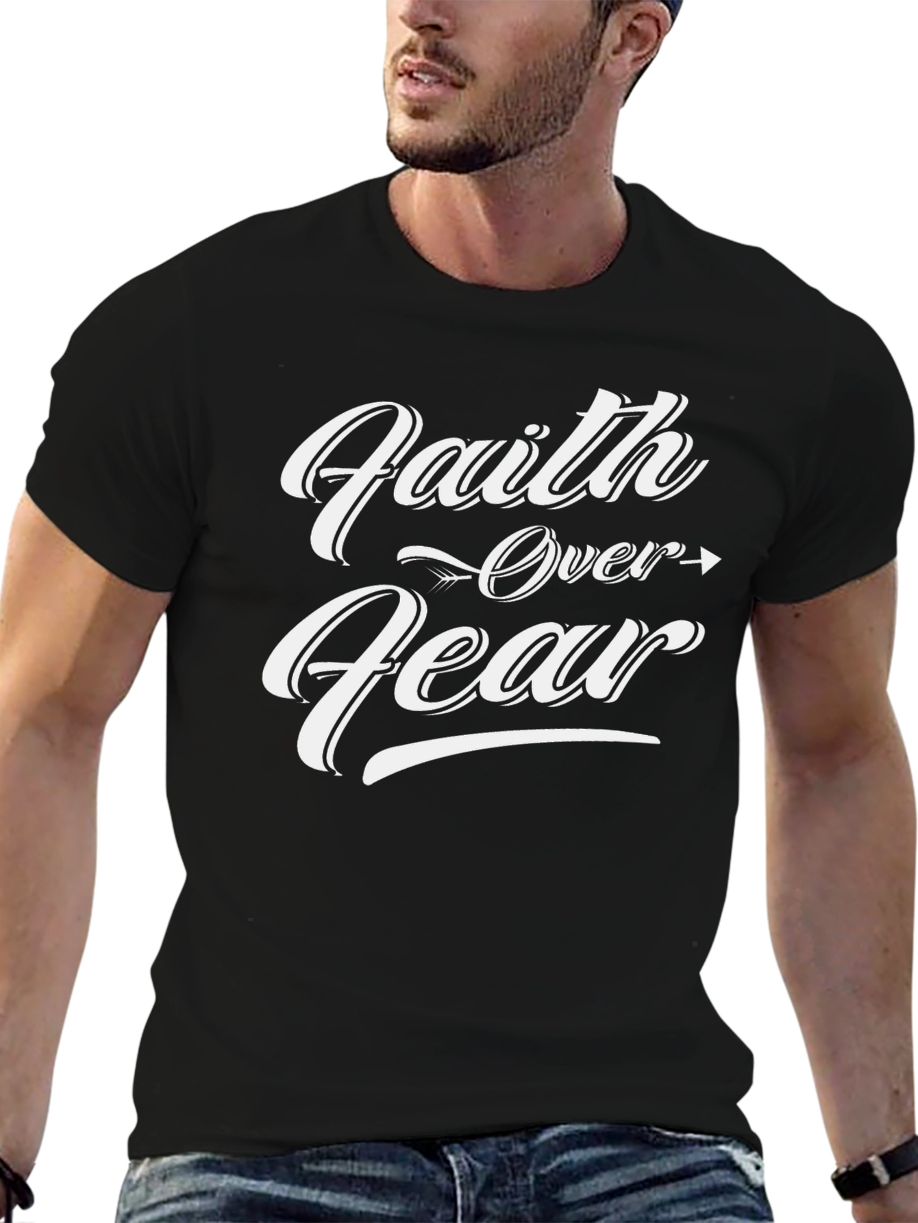 Faith Over Fear Graphic T-Shirt - Black