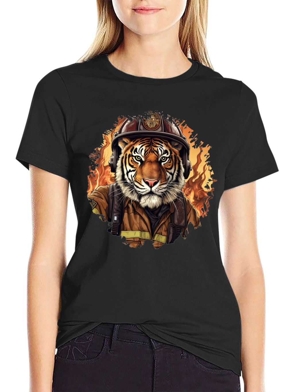 Tiger Firefighter Graphic Tee - Black