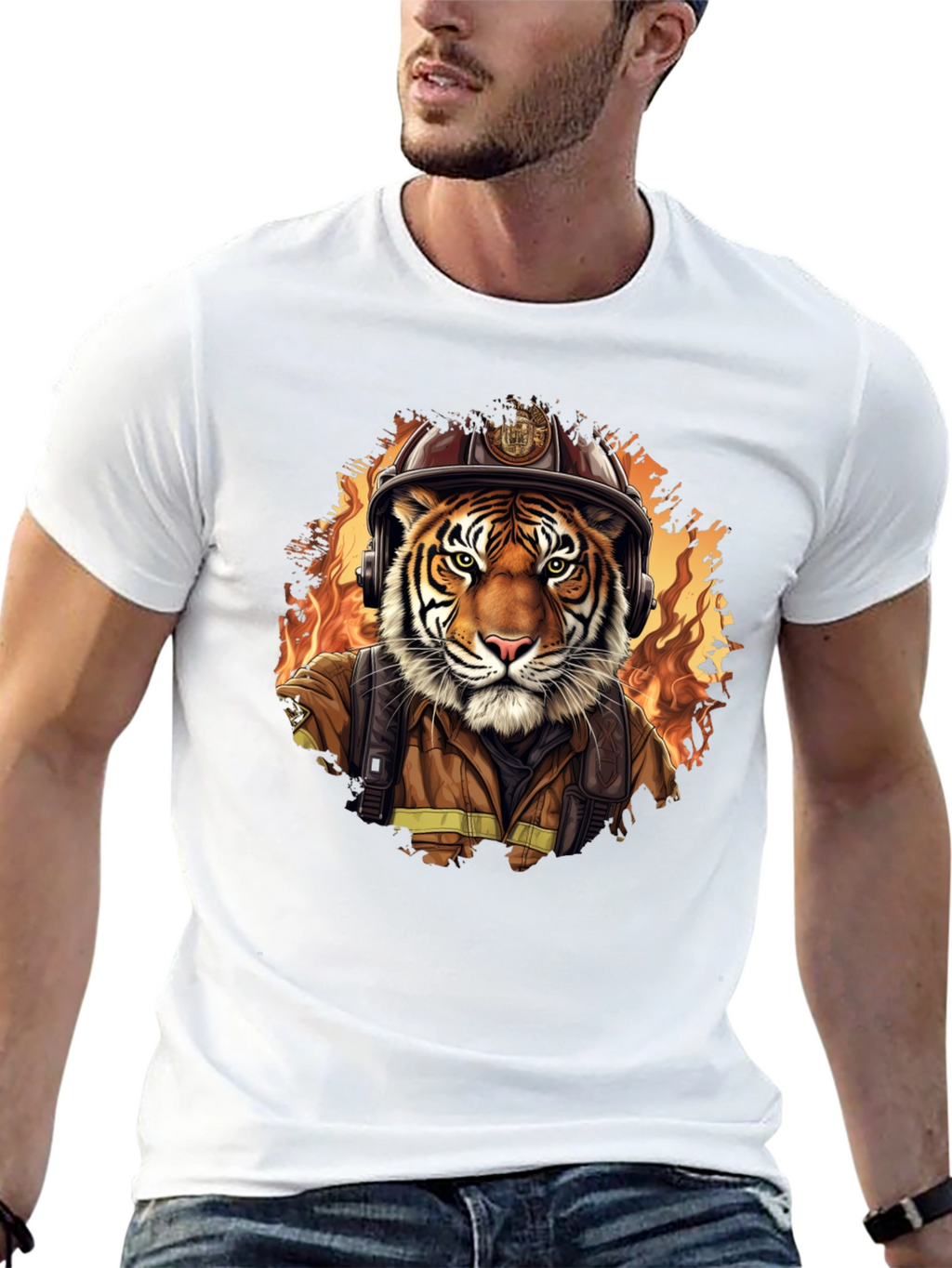 Tiger Firefighter Graphic Tee - Black
