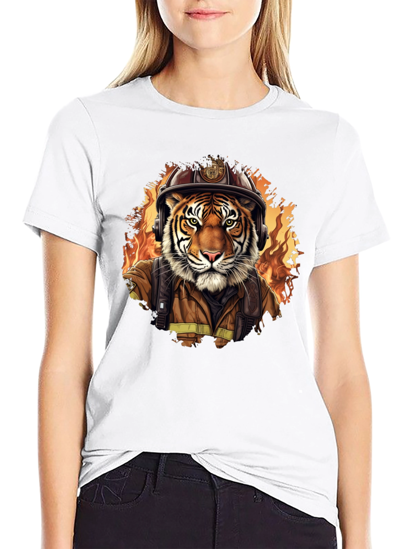 Tiger Firefighter Graphic Tee - Black