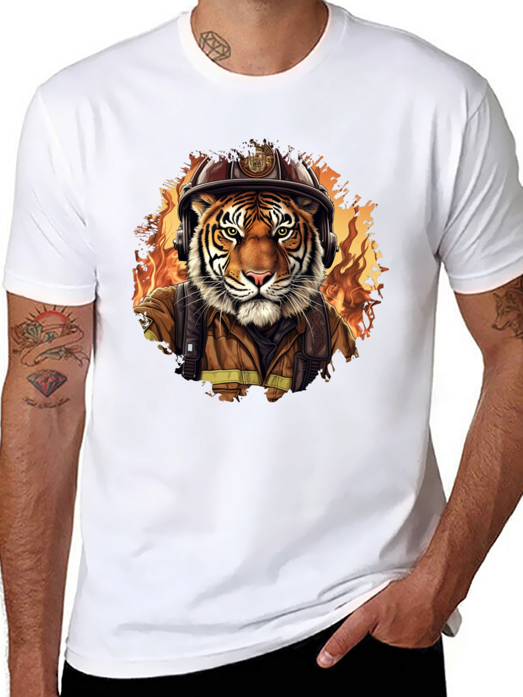 Tiger Firefighter Graphic Tee - Black