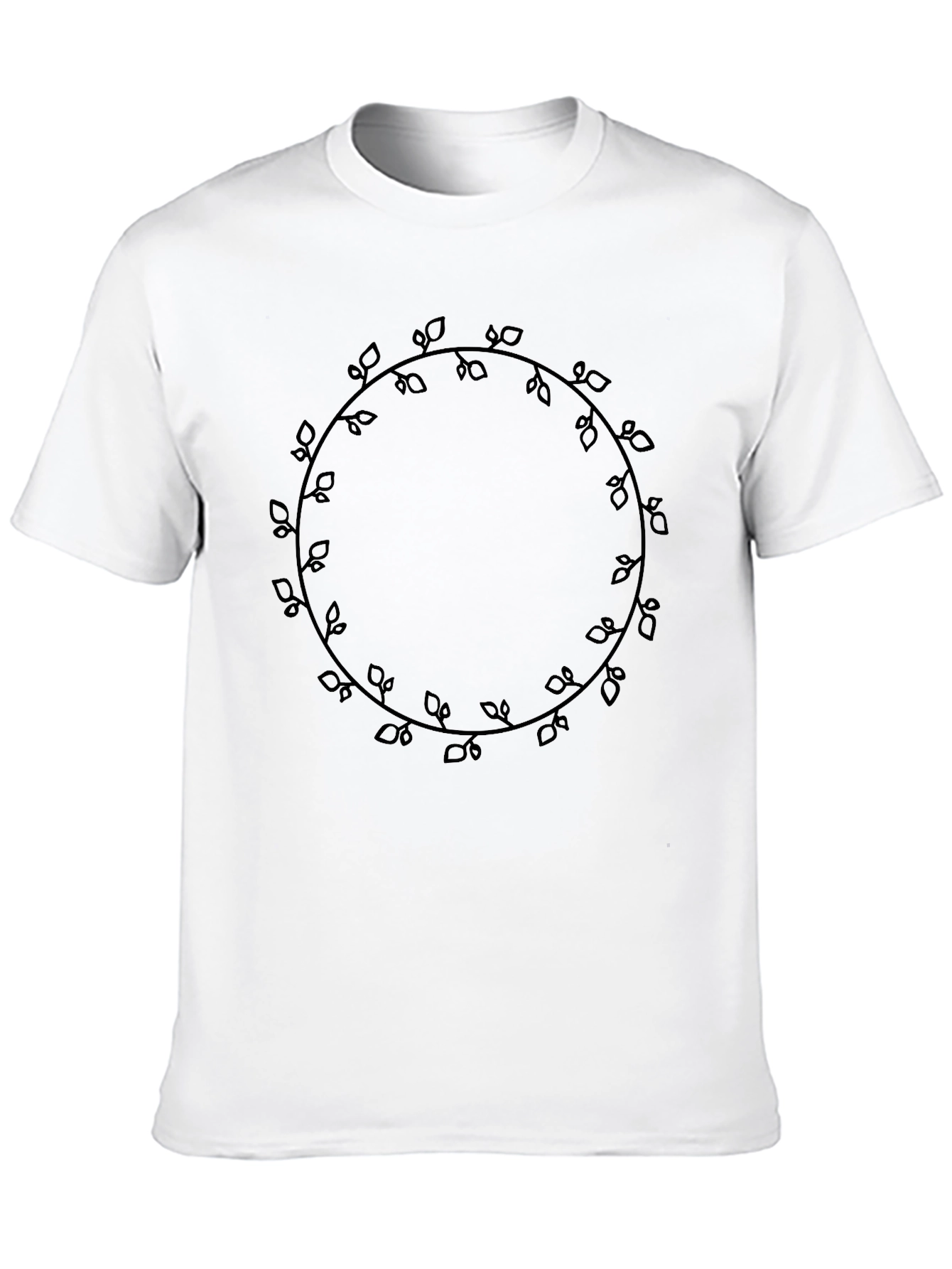 Mens Black Tee - Leaf Vine Circle Graphic