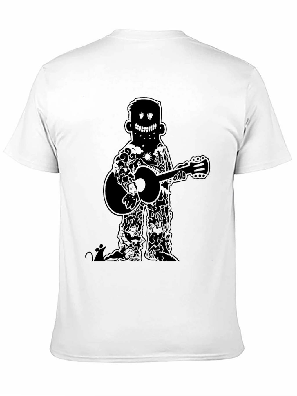 Guitar Player Graphic Tee - Black Cotton Casual T-Shirt