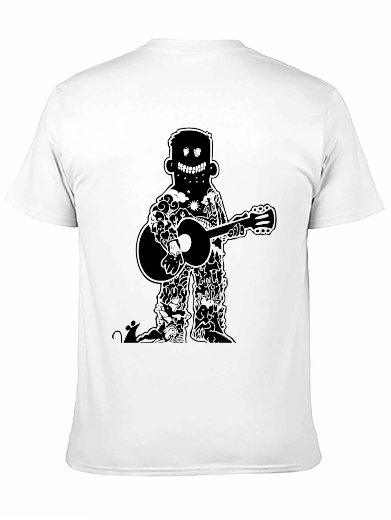 Guitar Player Graphic Tee - Black Cotton Casual T-Shirt
