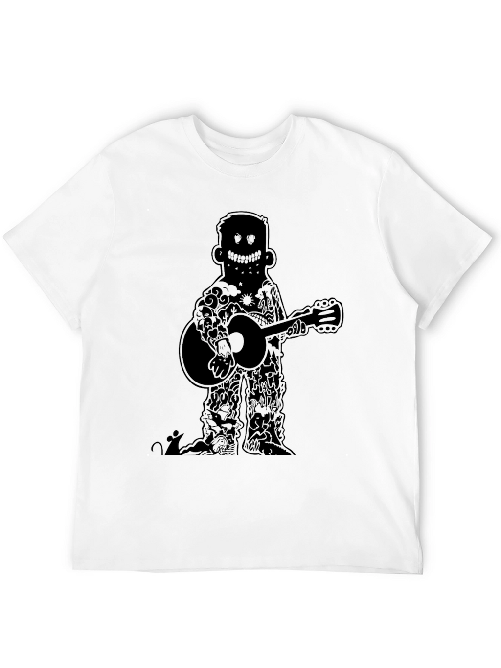 Guitar Player Graphic Tee - Black Cotton Casual T-Shirt