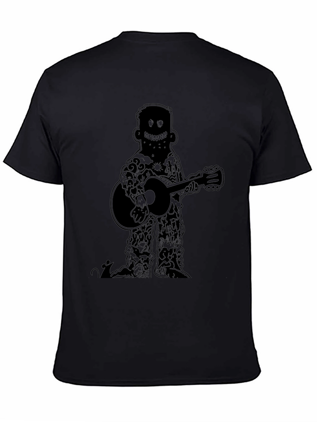 Guitar Player Graphic Tee - Black Cotton Casual T-Shirt