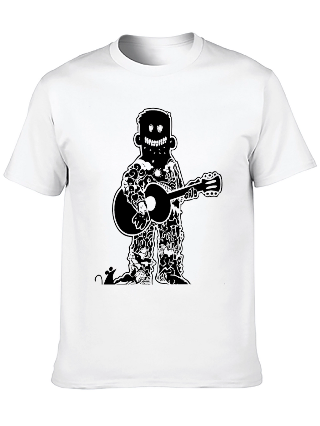 Guitar Player Graphic Tee - Black Cotton Casual T-Shirt