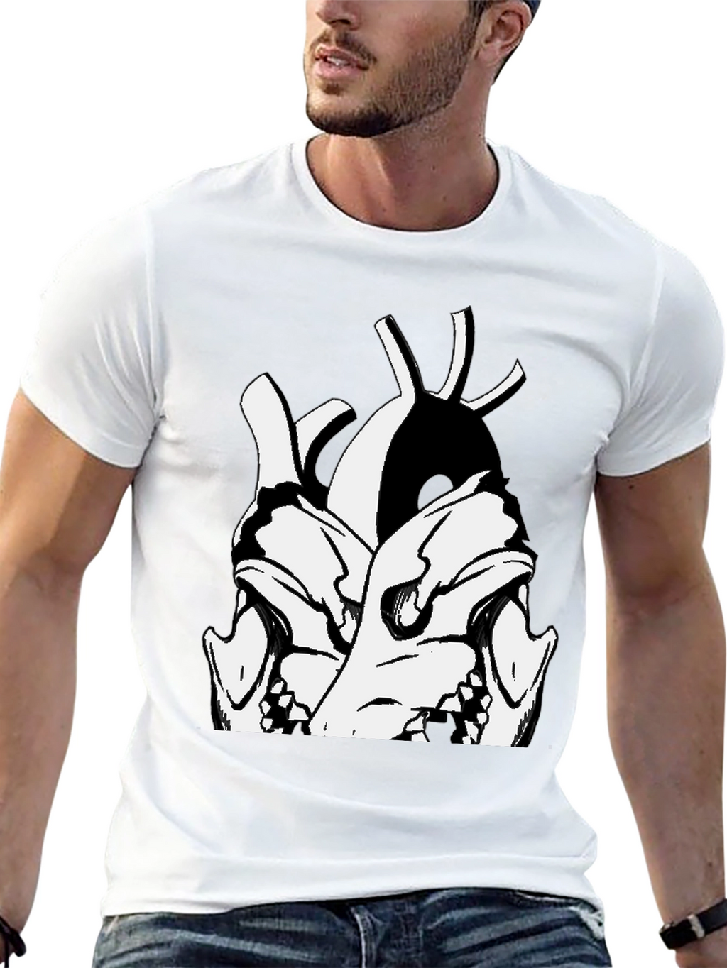Skull Heart Graphic Black T-Shirt
