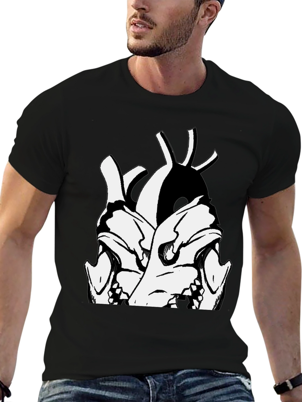 Skull Heart Graphic Black T-Shirt