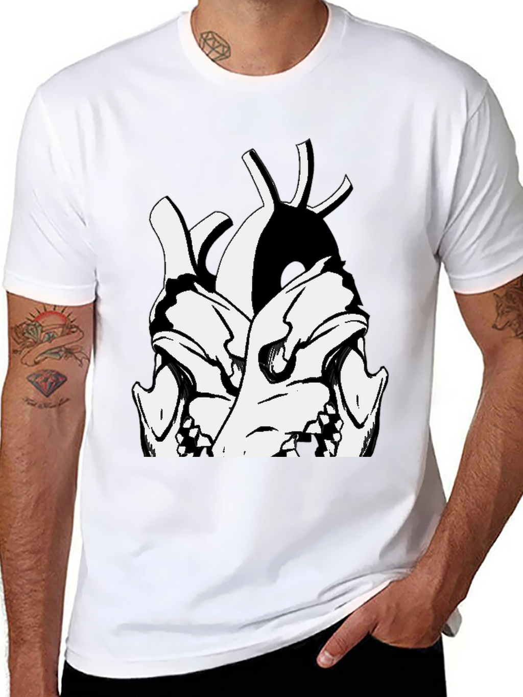 Skull Heart Graphic Black T-Shirt