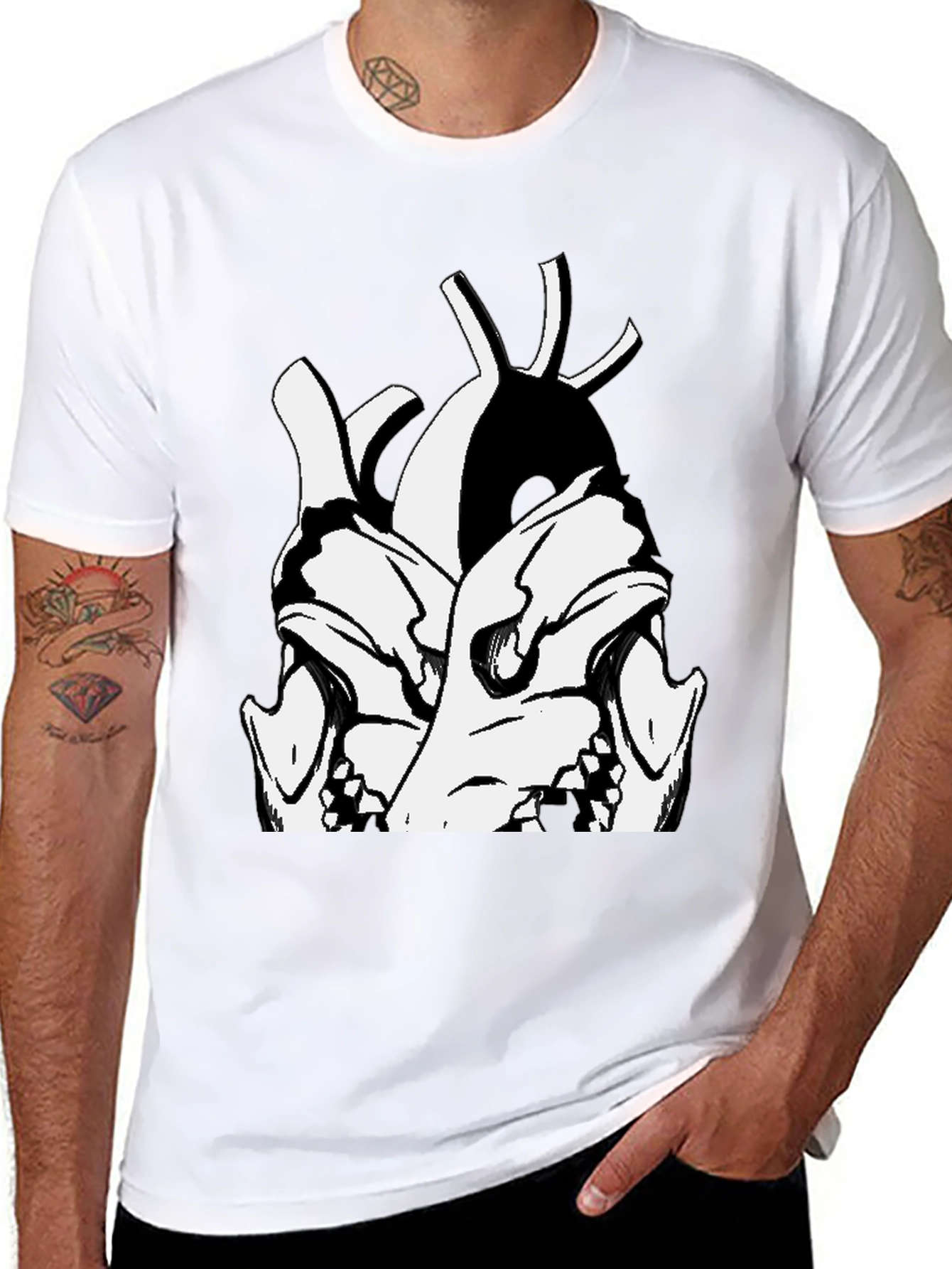 Skull Heart Graphic Black T-Shirt