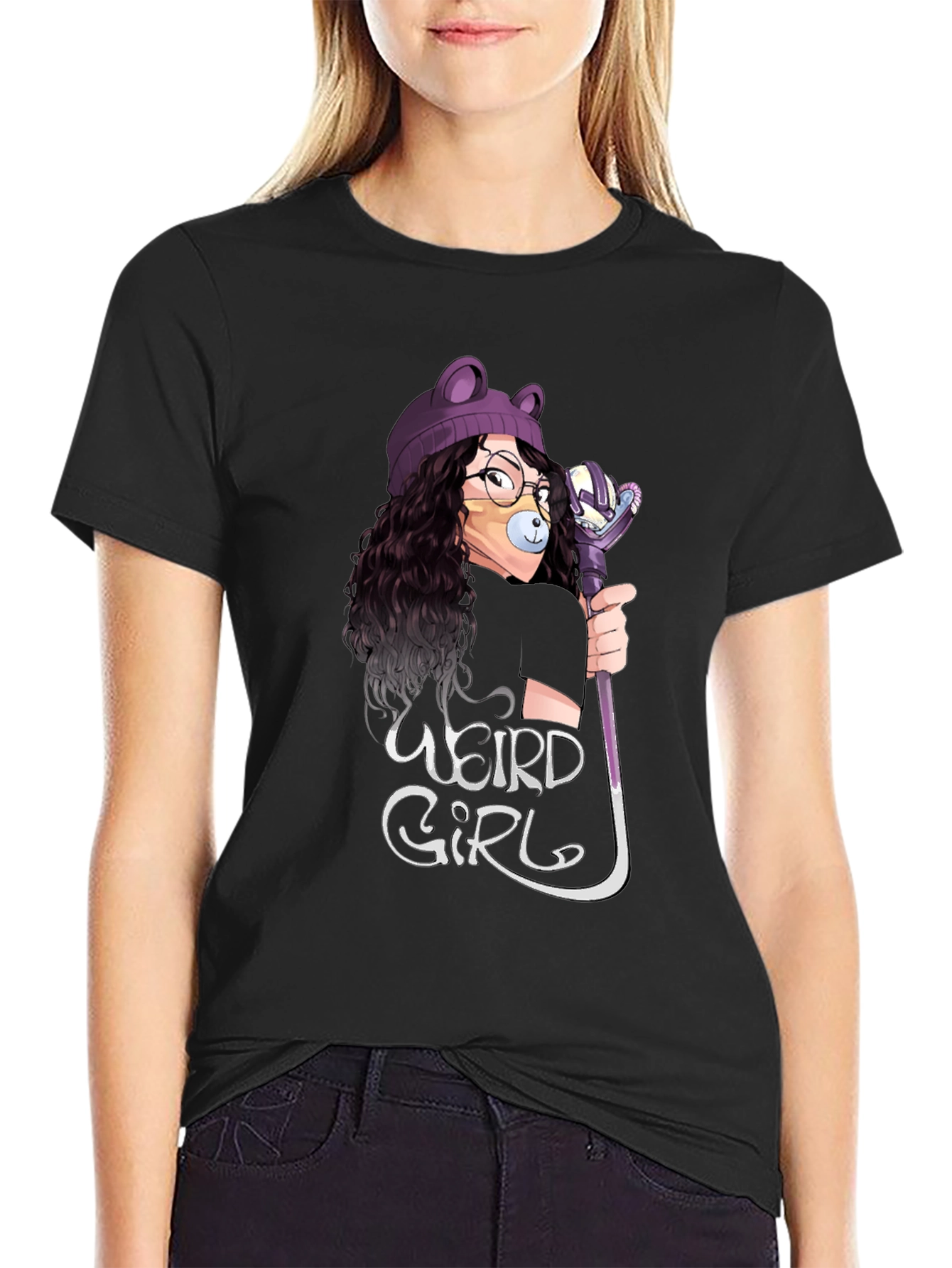 Weird Girl Graphic Tee - Black Unisex T-Shirt