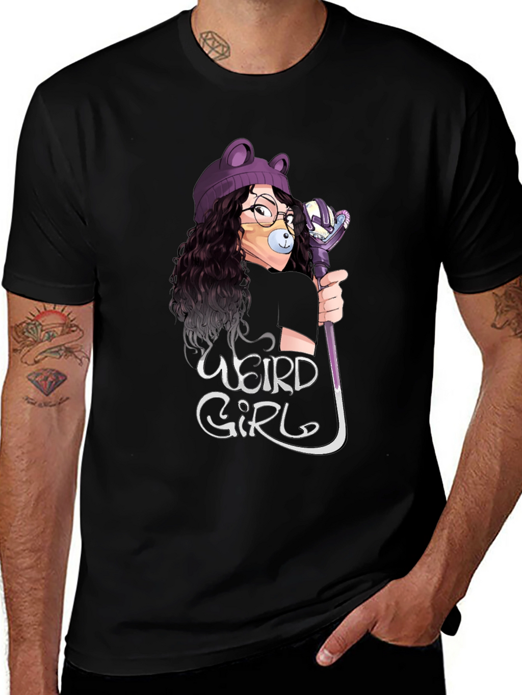 Weird Girl Graphic Tee - Black Unisex T-Shirt