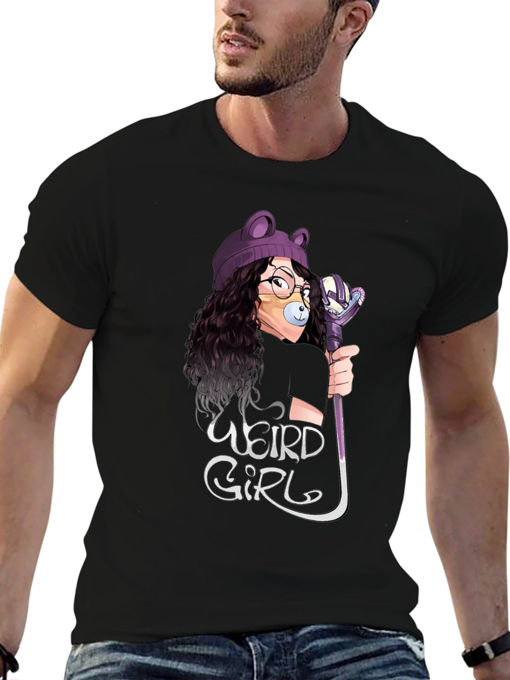 Weird Girl Graphic Tee - Black Unisex T-Shirt
