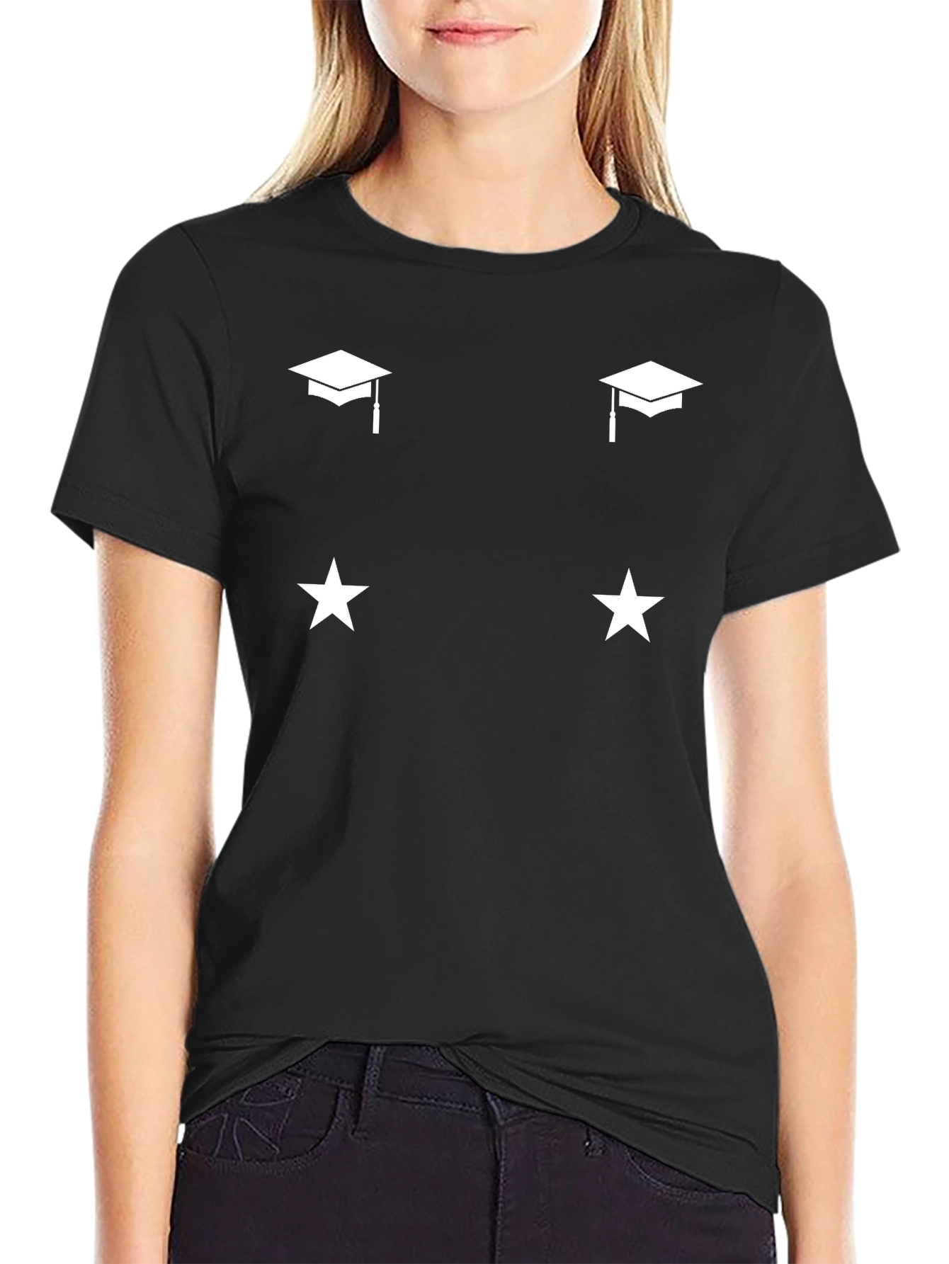 Graduation & Stars Black T-Shirt