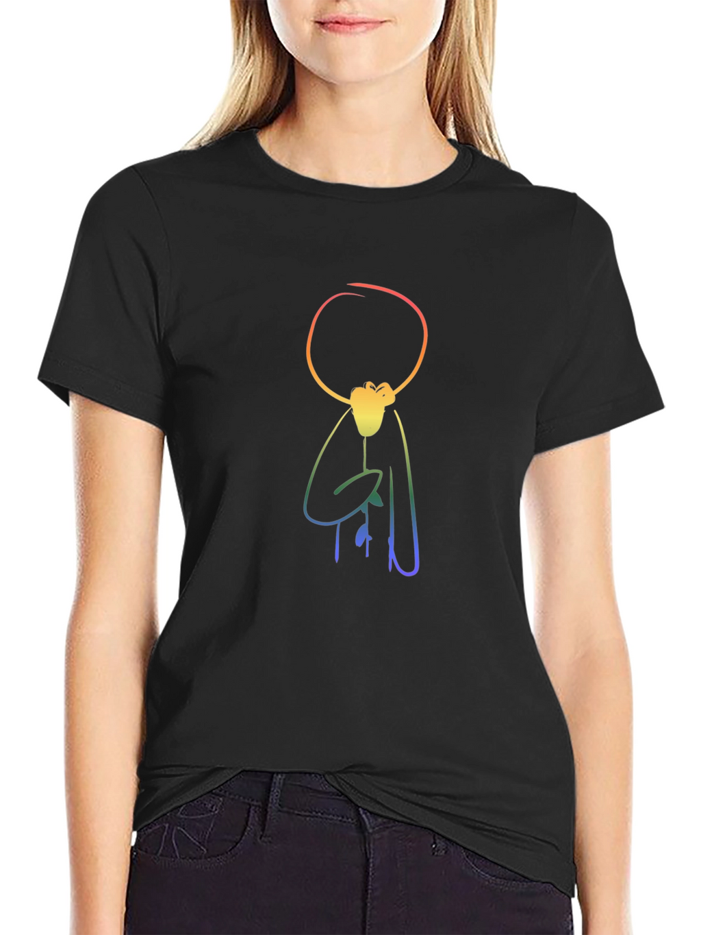 Rainbow Stick Figure Graphic T-Shirt