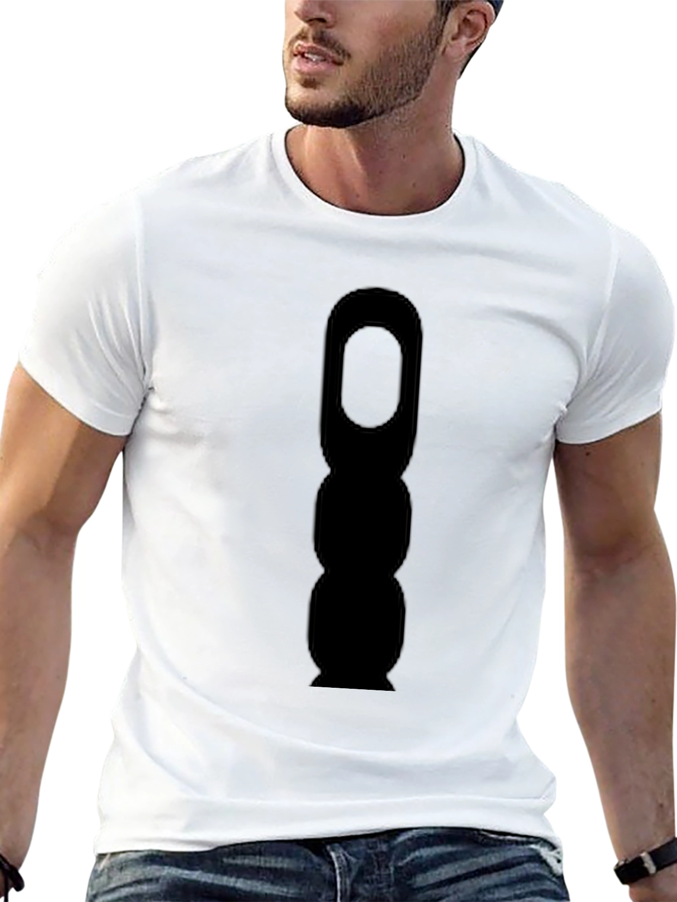 Mens Black T-Shirt with Abstract Silhouette Graphic