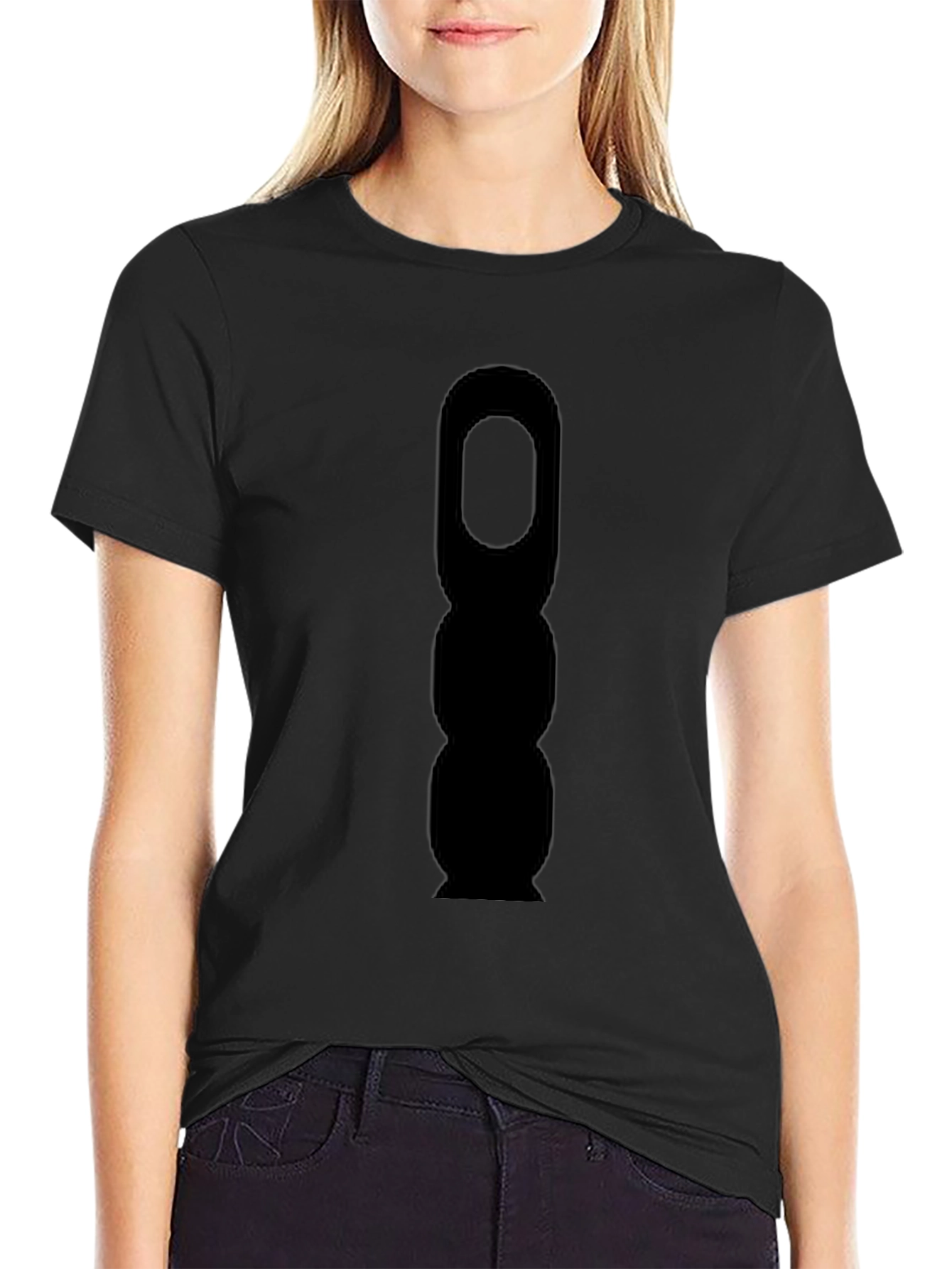 Mens Black T-Shirt with Abstract Silhouette Graphic