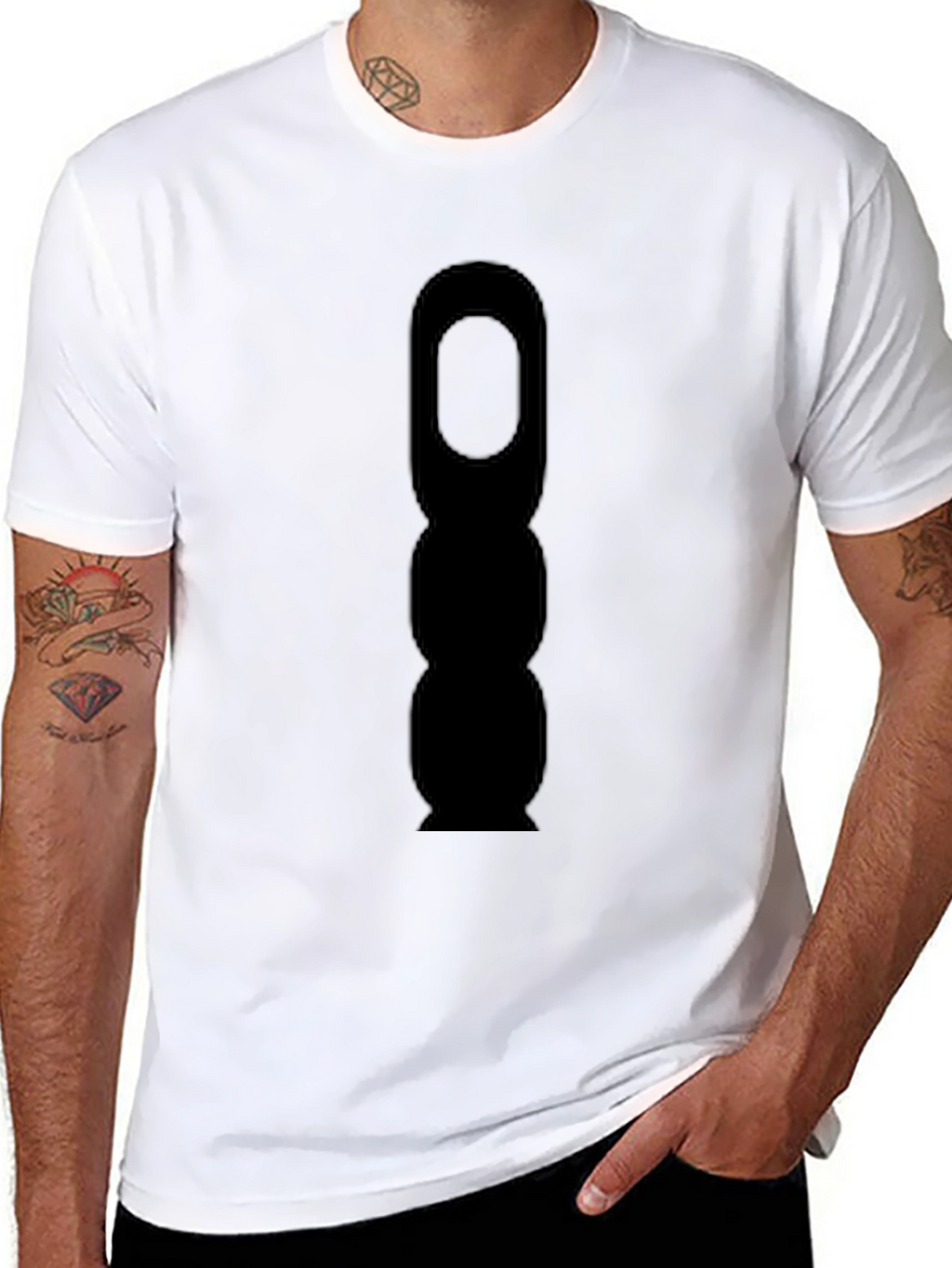 Mens Black T-Shirt with Abstract Silhouette Graphic