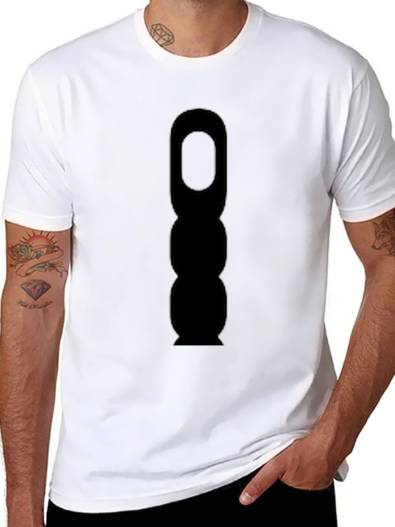 Mens Black T-Shirt with Abstract Silhouette Graphic