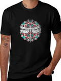 Dragonfly Mandala Graphic Print T-Shirt