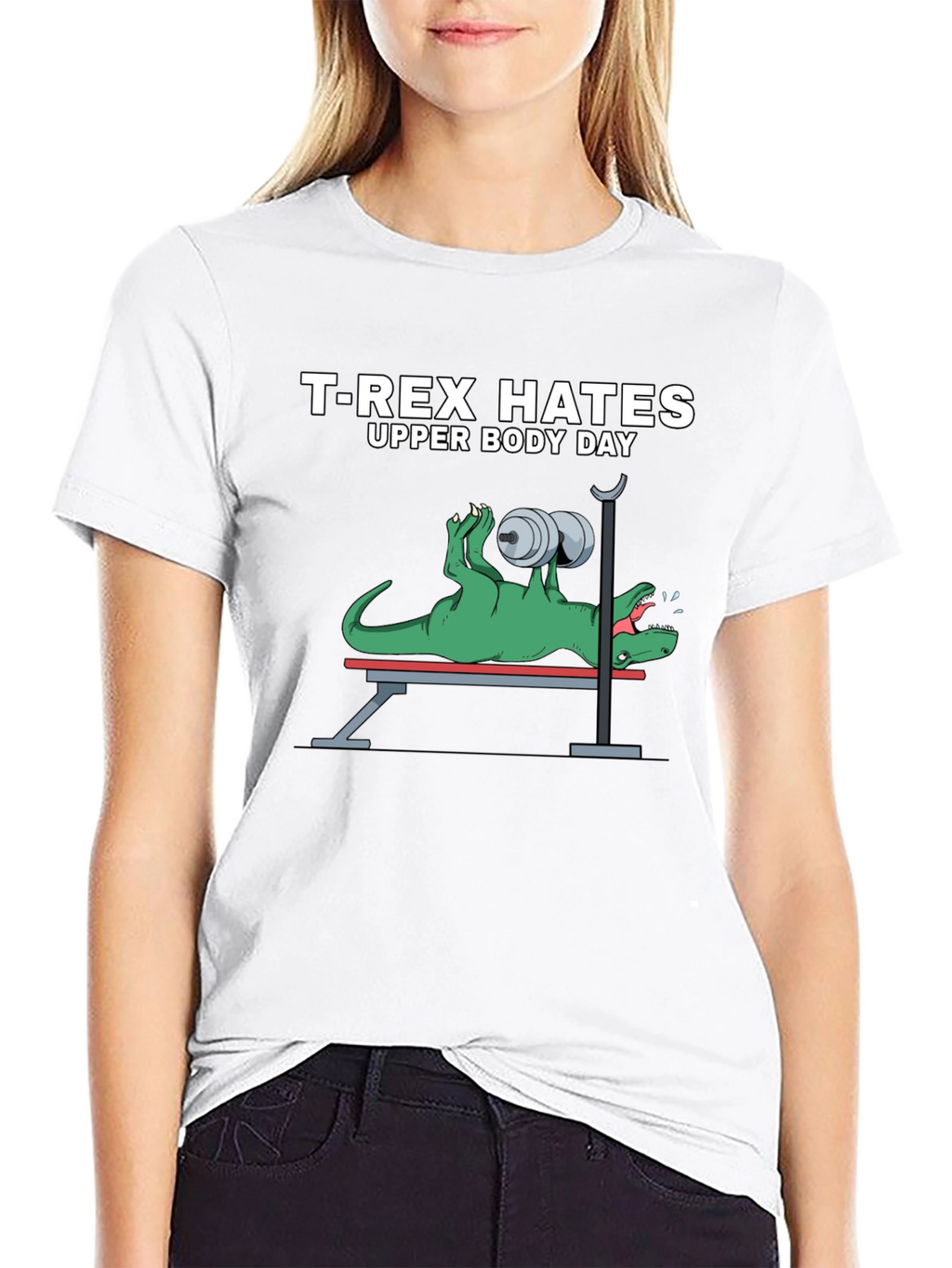 T-Rex Hates Upper Body Day Funny Workout T-Shirt