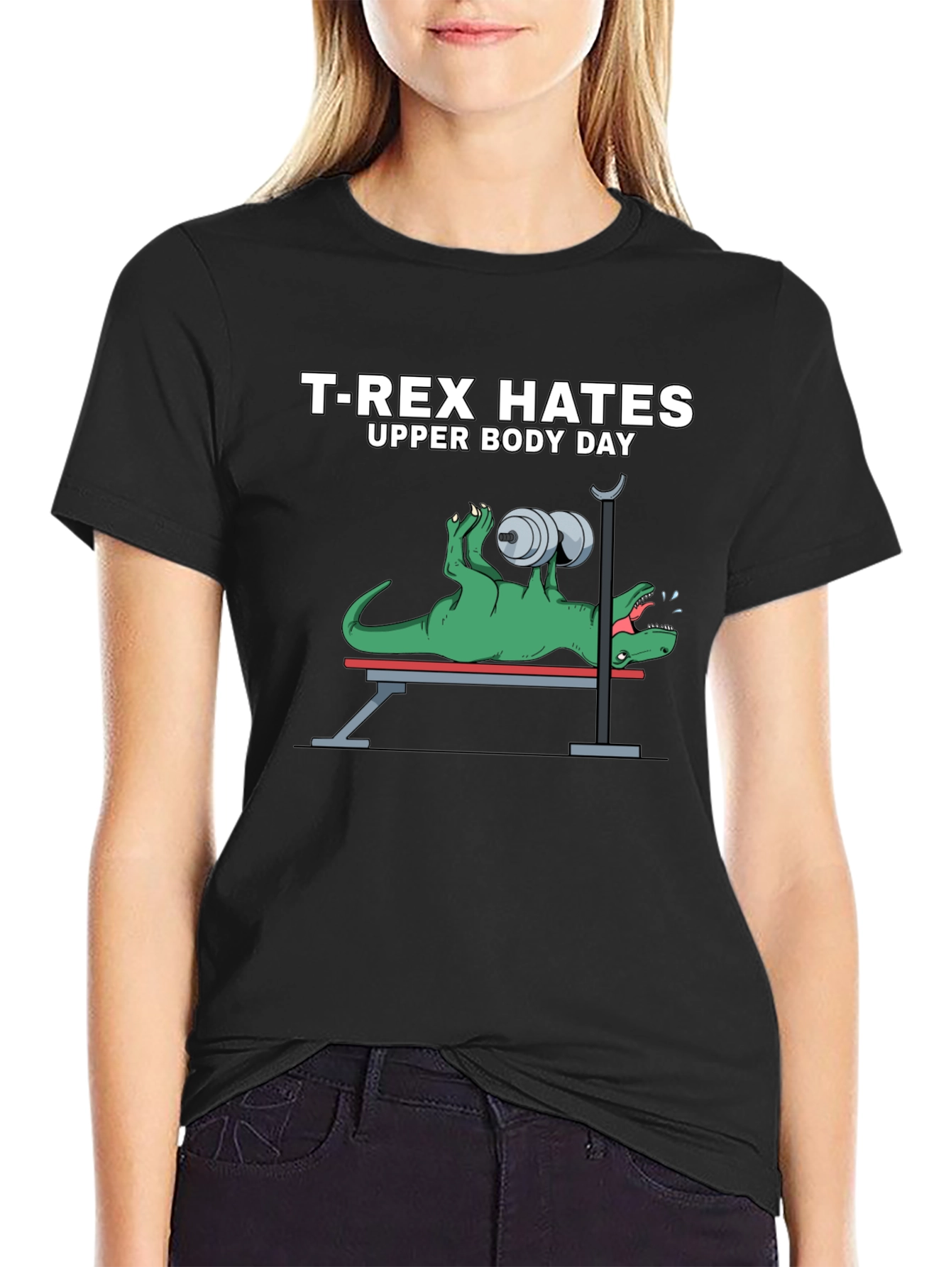 T-Rex Hates Upper Body Day Funny Workout T-Shirt