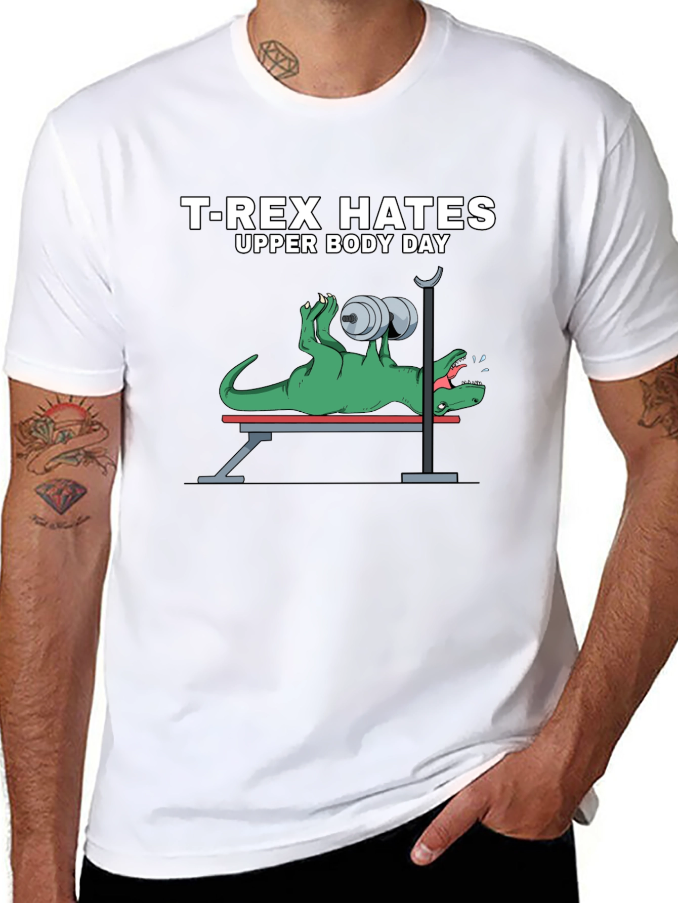 T-Rex Hates Upper Body Day Funny Workout T-Shirt