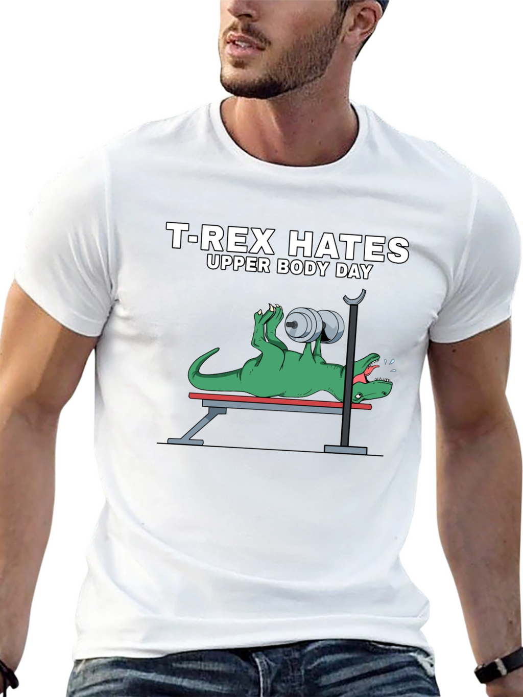 T-Rex Hates Upper Body Day Funny Workout T-Shirt