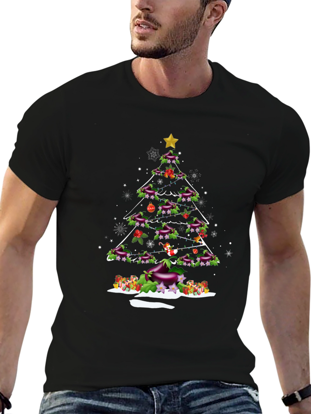 Eggplant Christmas Tree T-Shirt