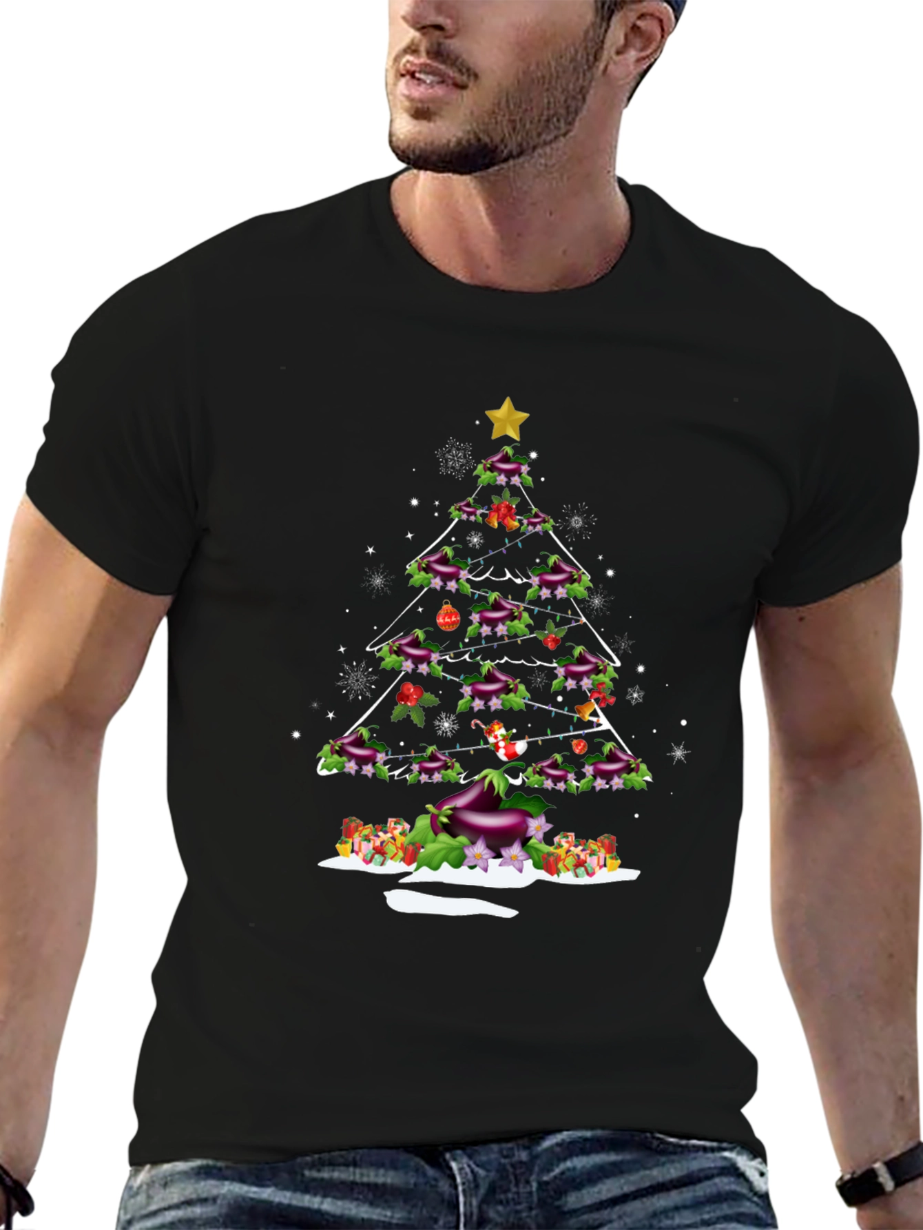 Eggplant Christmas Tree T-Shirt
