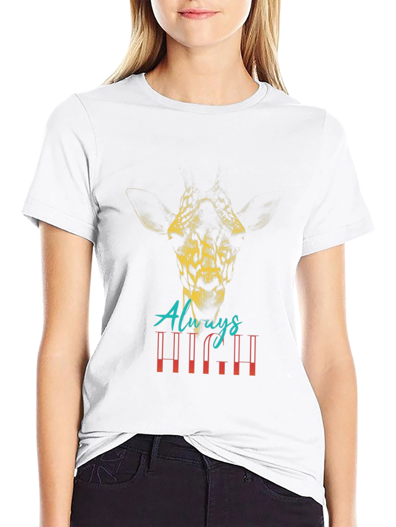 Always High Giraffe Graphic T-Shirt - Black