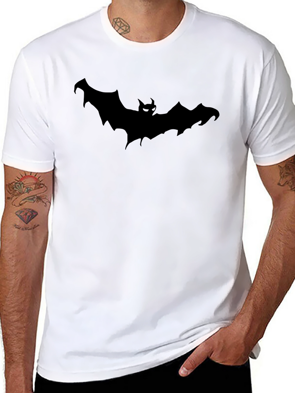 Mens Black Bat Graphic T-Shirt
