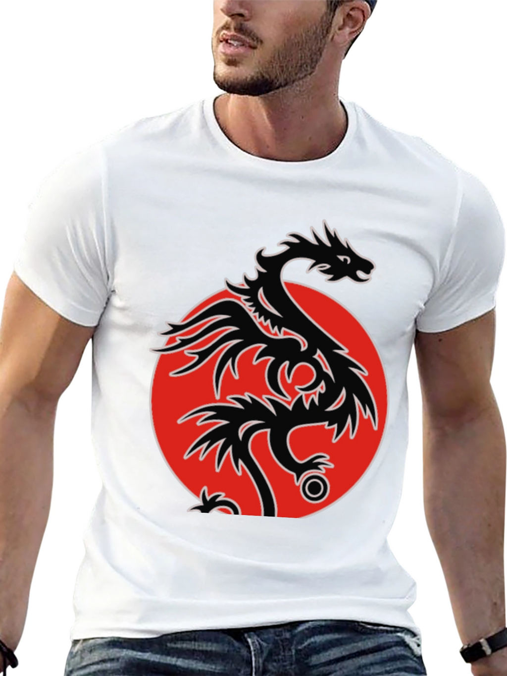 Dragon Circle Graphic Tee - Mens Black T-Shirt