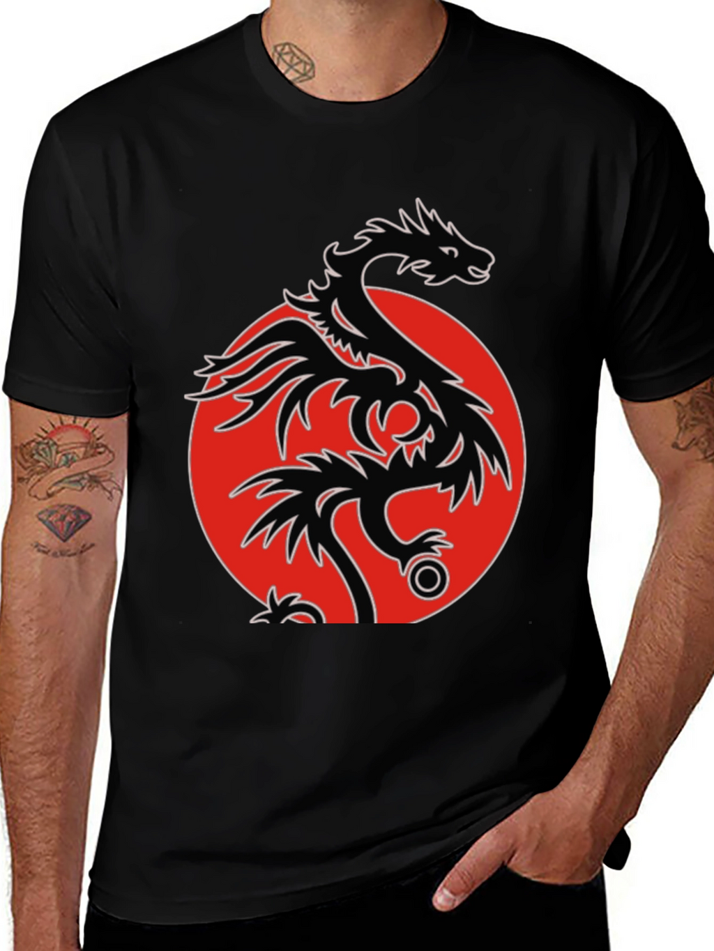 Dragon Circle Graphic Tee - Mens Black T-Shirt