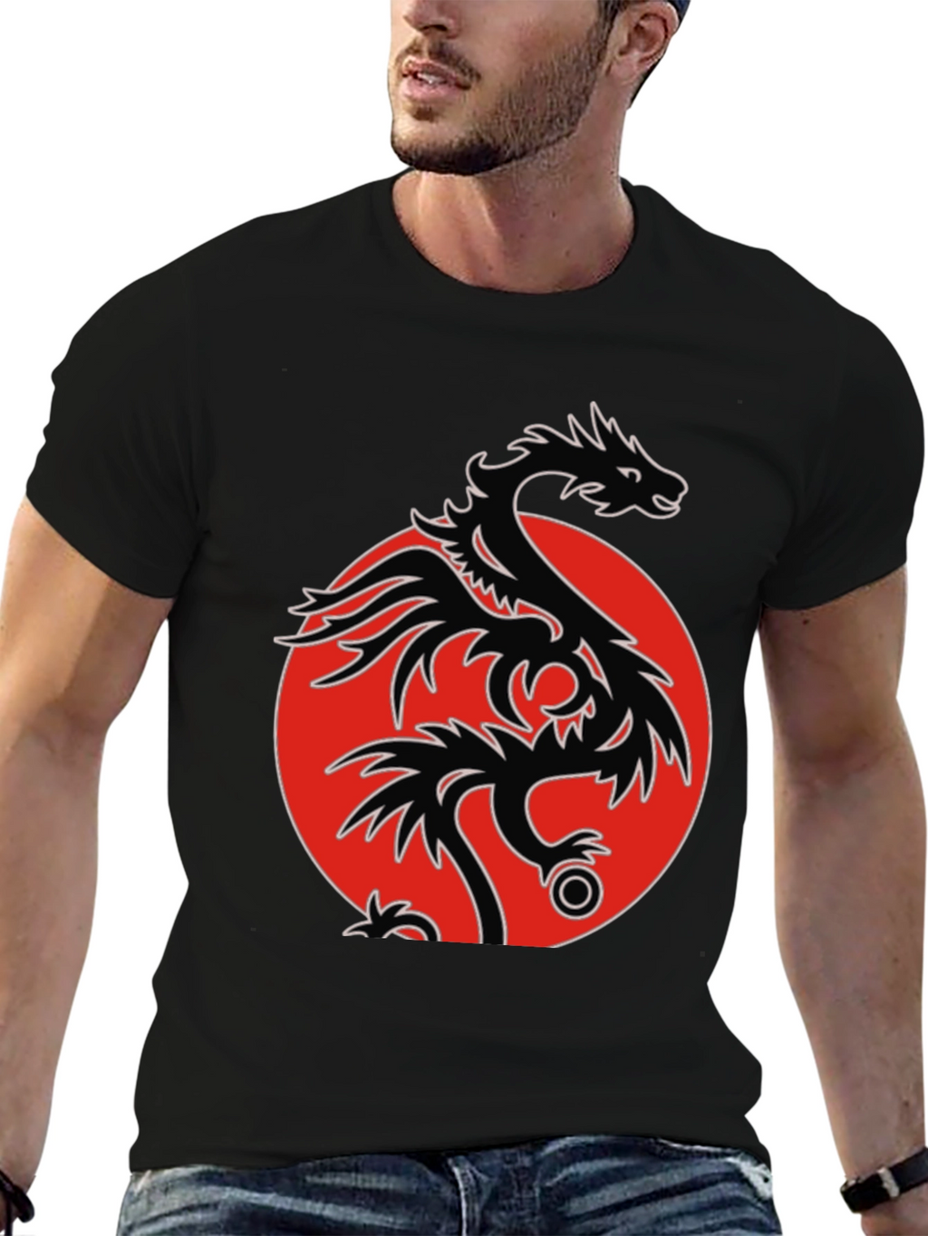 Dragon Circle Graphic Tee - Mens Black T-Shirt